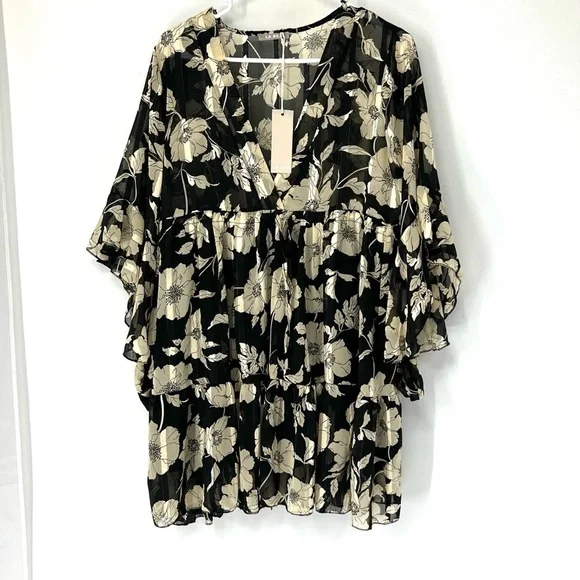 LA DEA NWT baby doll lined top floral - Picture 1 of 10